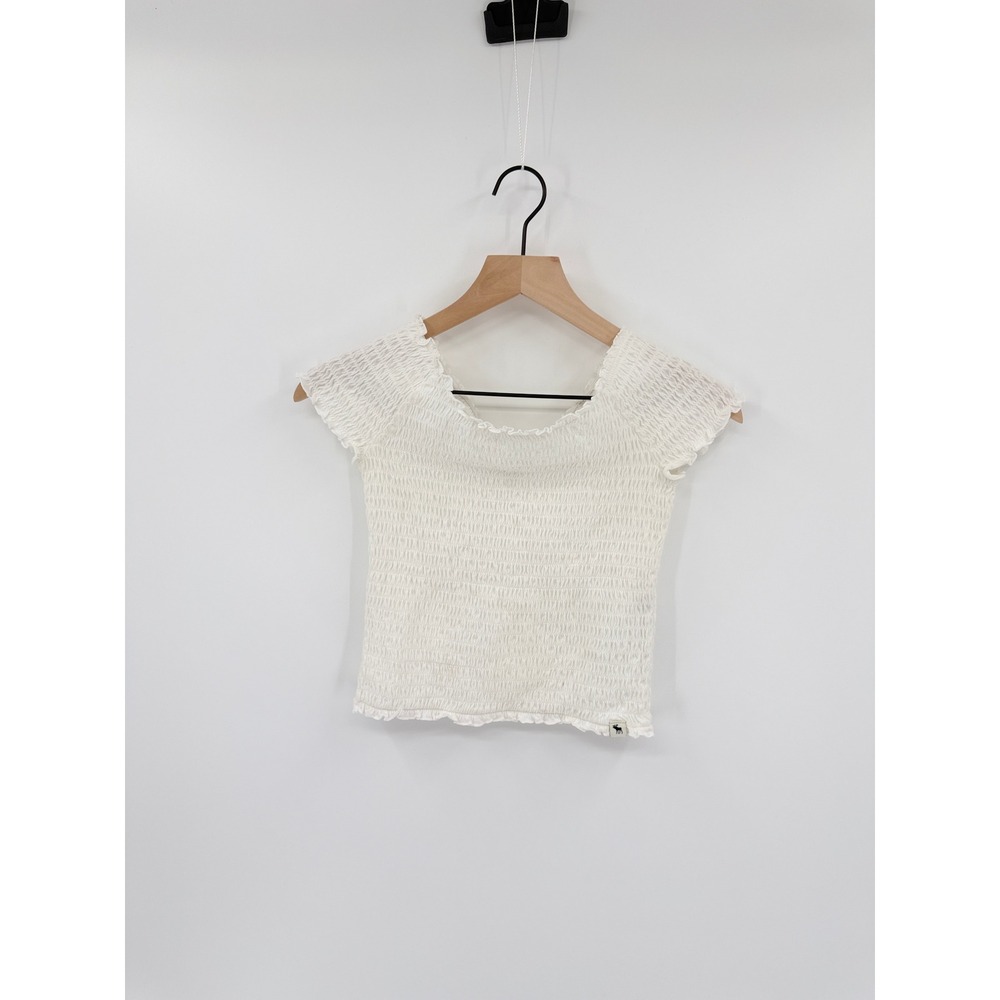 Abercrombie Kids Smocked White Lettuce Trim Top Sz 11/12 Cottagecore Girly